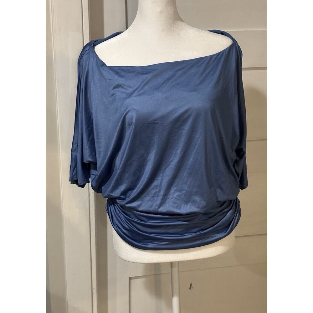 Inc Deep Cornflower Blouse With Elastic Waist Size M MSRP $59.50